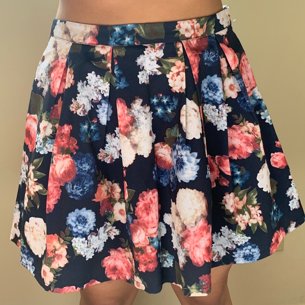 Flower print A line Skirt